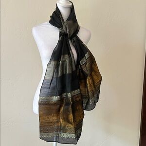 Elegant Black and Gold Scarf NWOT